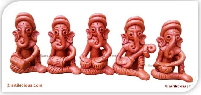 Terracotta Ganesha (Set of 5)