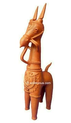 24 Inches Terracotta horses pair