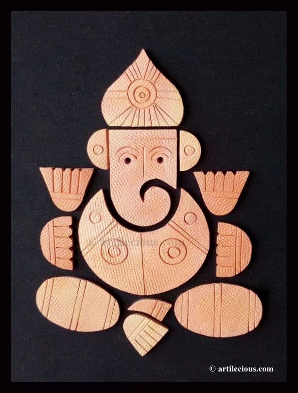 Terracotta Ganesha - WALL HANGING (Black)